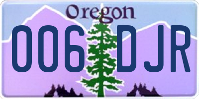OR license plate 006DJR