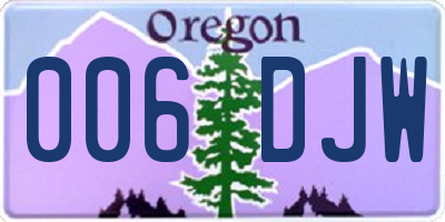 OR license plate 006DJW