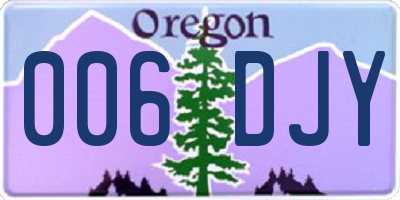OR license plate 006DJY