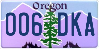 OR license plate 006DKA