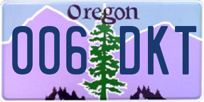 OR license plate 006DKT