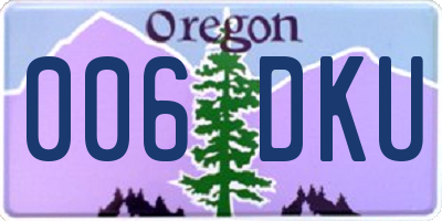 OR license plate 006DKU