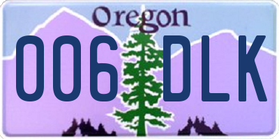 OR license plate 006DLK