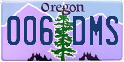 OR license plate 006DMS