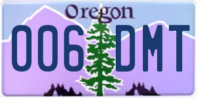 OR license plate 006DMT