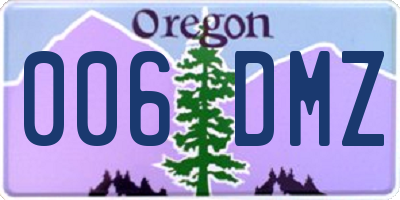 OR license plate 006DMZ