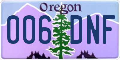 OR license plate 006DNF
