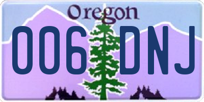 OR license plate 006DNJ