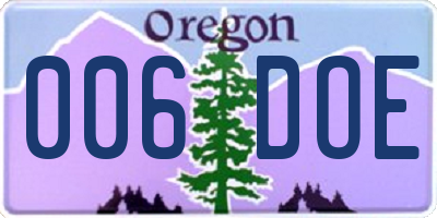 OR license plate 006DOE