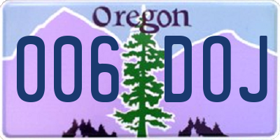 OR license plate 006DOJ