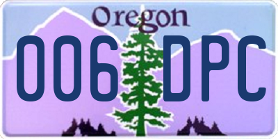 OR license plate 006DPC