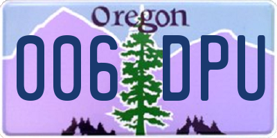 OR license plate 006DPU