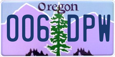 OR license plate 006DPW