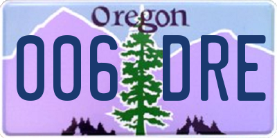 OR license plate 006DRE
