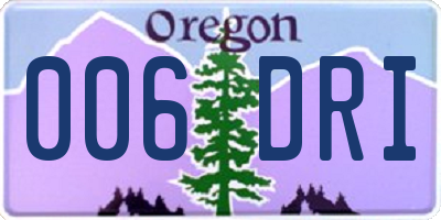 OR license plate 006DRI