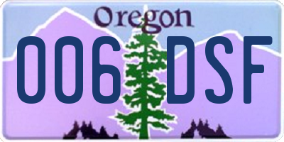 OR license plate 006DSF
