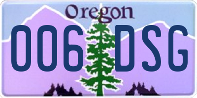 OR license plate 006DSG
