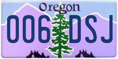 OR license plate 006DSJ