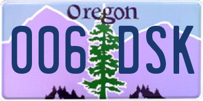 OR license plate 006DSK