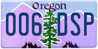 OR license plate 006DSP