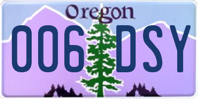 OR license plate 006DSY
