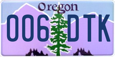 OR license plate 006DTK