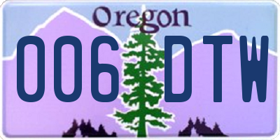 OR license plate 006DTW