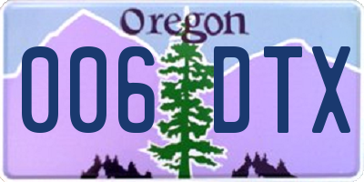 OR license plate 006DTX