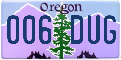 OR license plate 006DUG