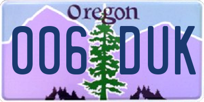 OR license plate 006DUK