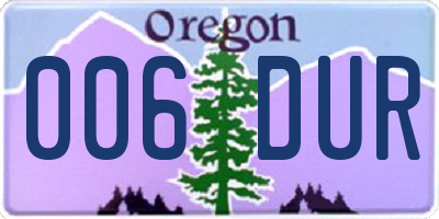 OR license plate 006DUR