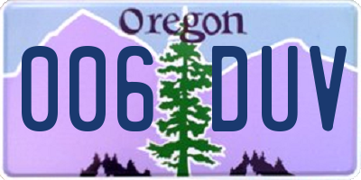 OR license plate 006DUV