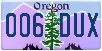 OR license plate 006DUX