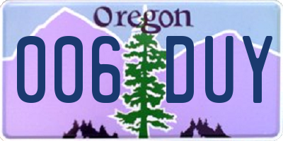 OR license plate 006DUY