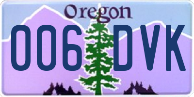 OR license plate 006DVK