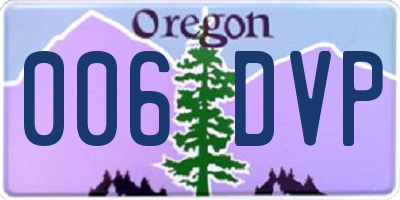 OR license plate 006DVP