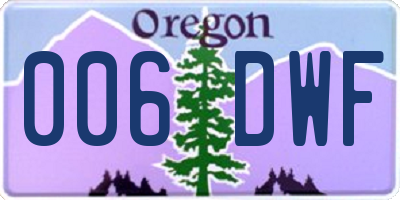 OR license plate 006DWF