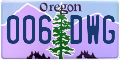 OR license plate 006DWG
