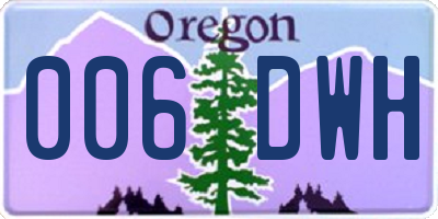 OR license plate 006DWH