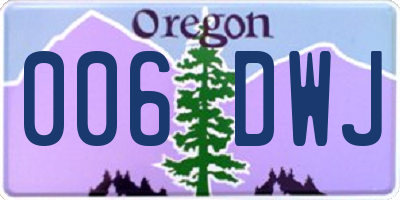 OR license plate 006DWJ
