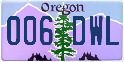 OR license plate 006DWL