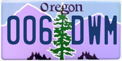 OR license plate 006DWM