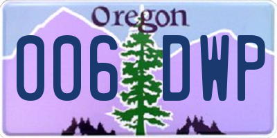OR license plate 006DWP