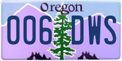 OR license plate 006DWS