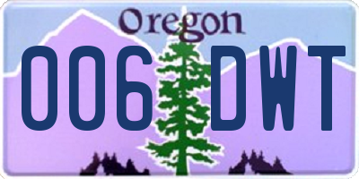 OR license plate 006DWT