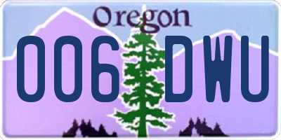 OR license plate 006DWU
