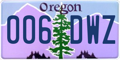 OR license plate 006DWZ