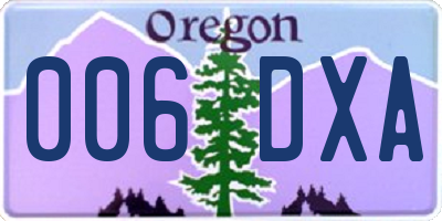 OR license plate 006DXA