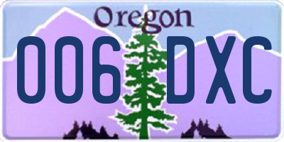 OR license plate 006DXC