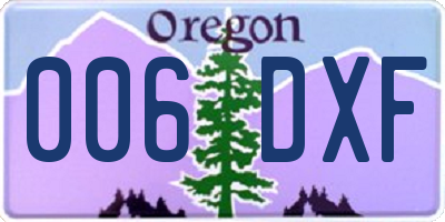 OR license plate 006DXF